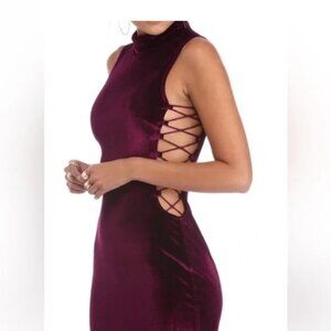 Windsor Velvet High Neck Cut Out Mini Dress